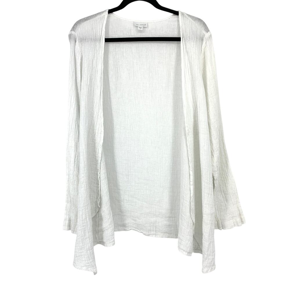 J. Jill Pure Jill Linen Gauze Open Front Cardigan Wrap Womens Size Large White
